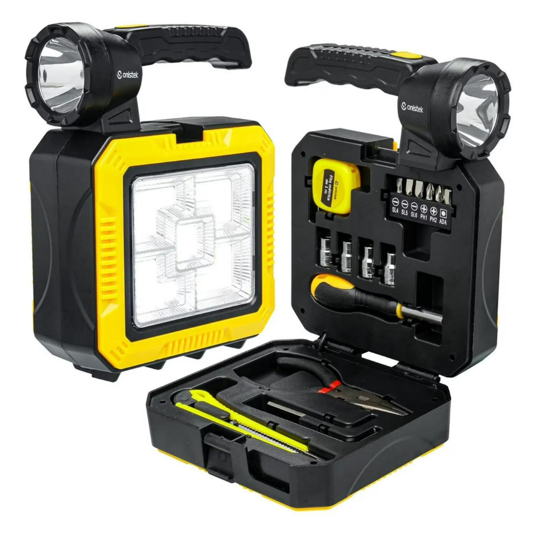 Light Master Kit™ Linterna solar recargable con kit de herramientas