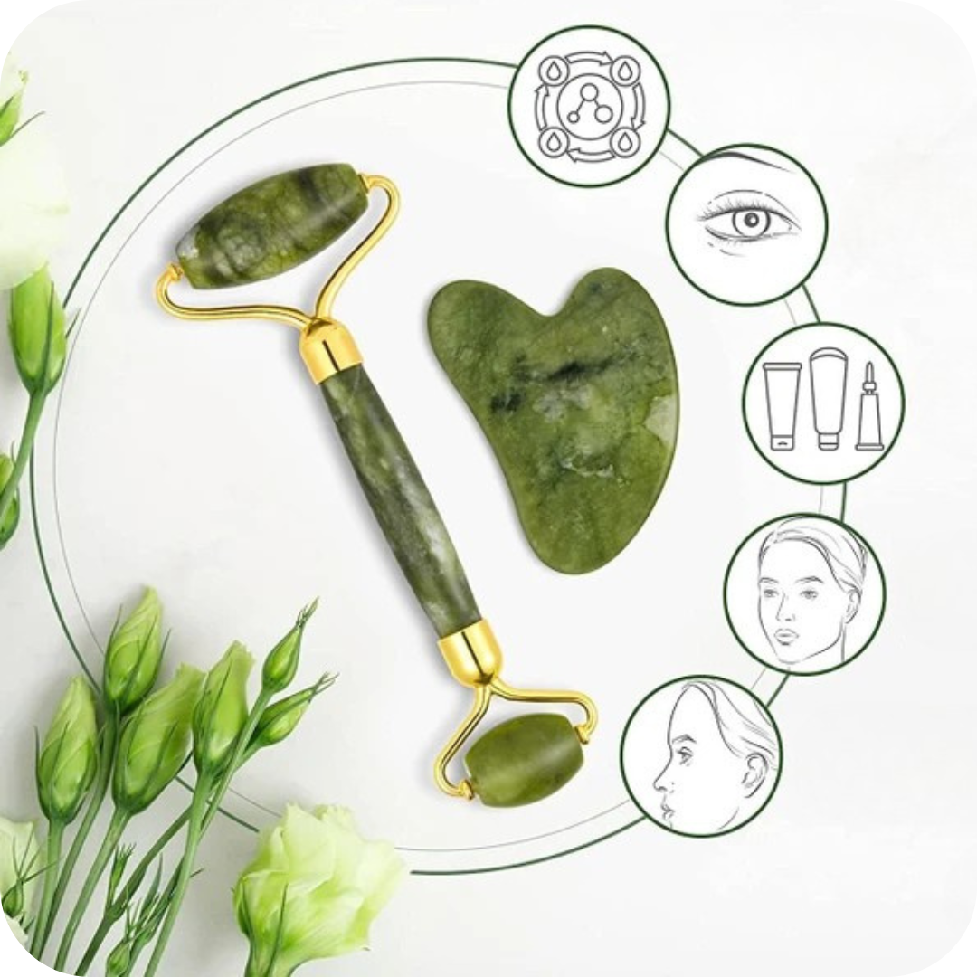 Rodillo Facial de Jade con Masajeador | JadeGlow