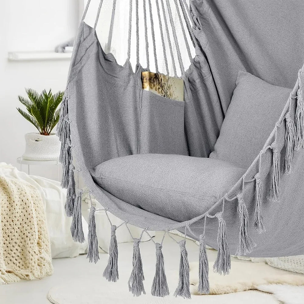 Silla Hamaca Colgante en Macramé con Bolsillo | MacraSeat