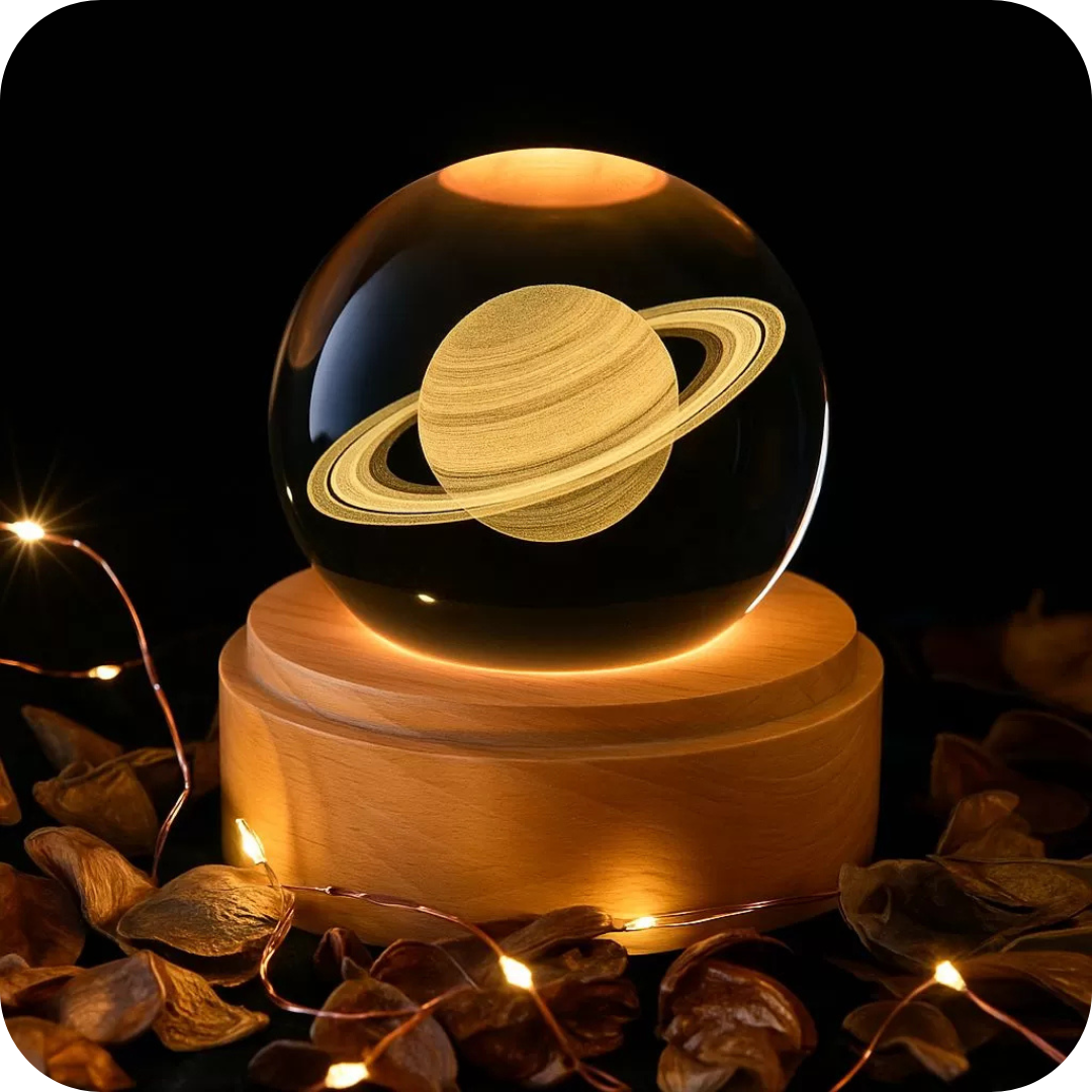Lámpara de Cristal 3D con Diseño Espacial | CosmicSphere