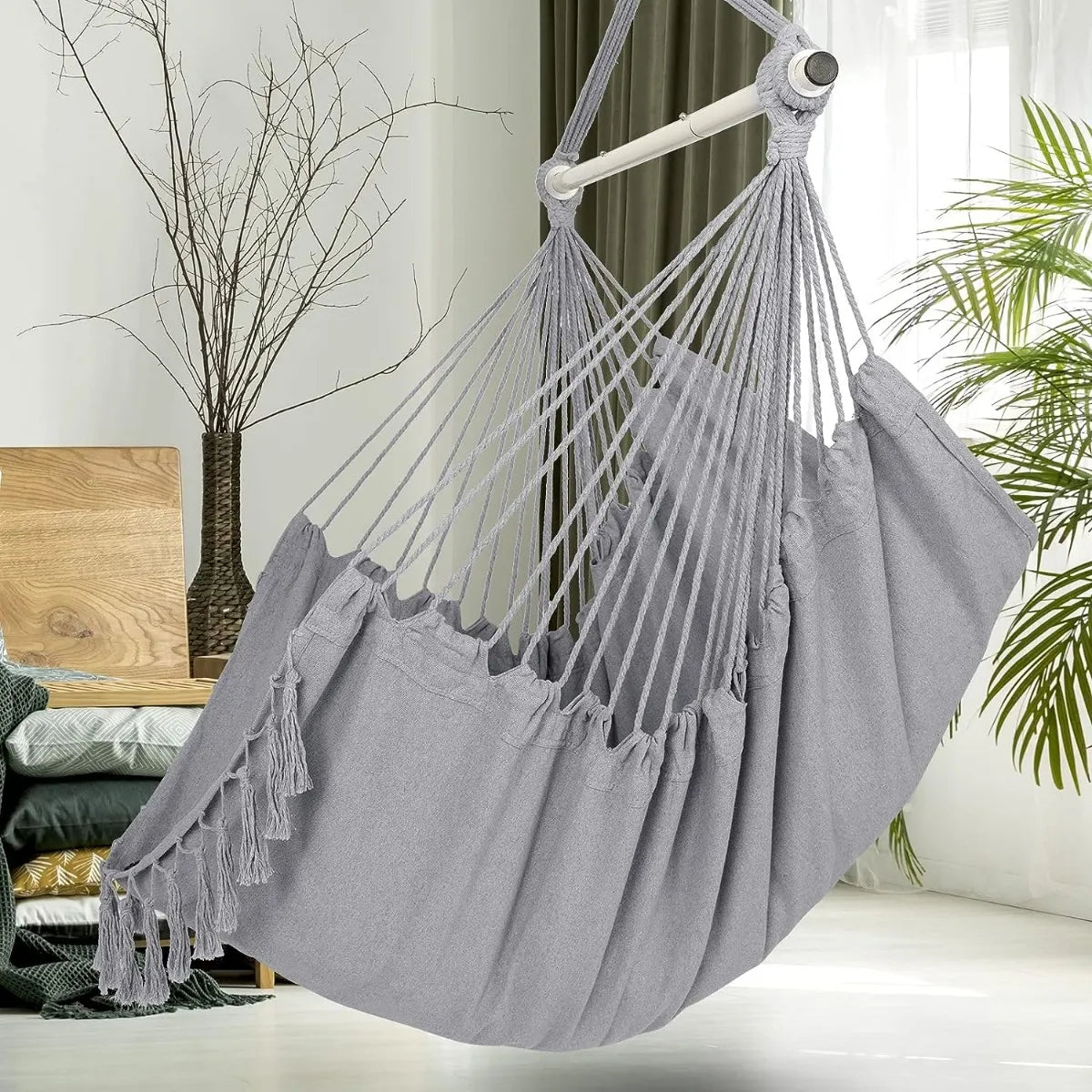 Silla Hamaca Colgante en Macramé con Bolsillo | MacraSeat