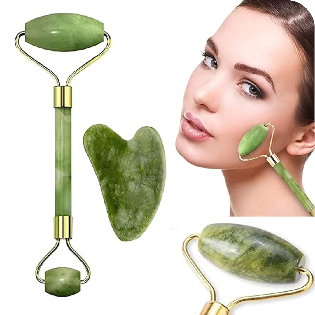 Rodillo Facial de Jade con Masajeador | JadeGlow