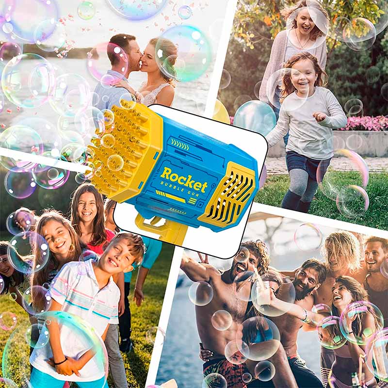 Lanzaburbujas Bazooka con 69 Orificios y Luces LED | BubbleGun