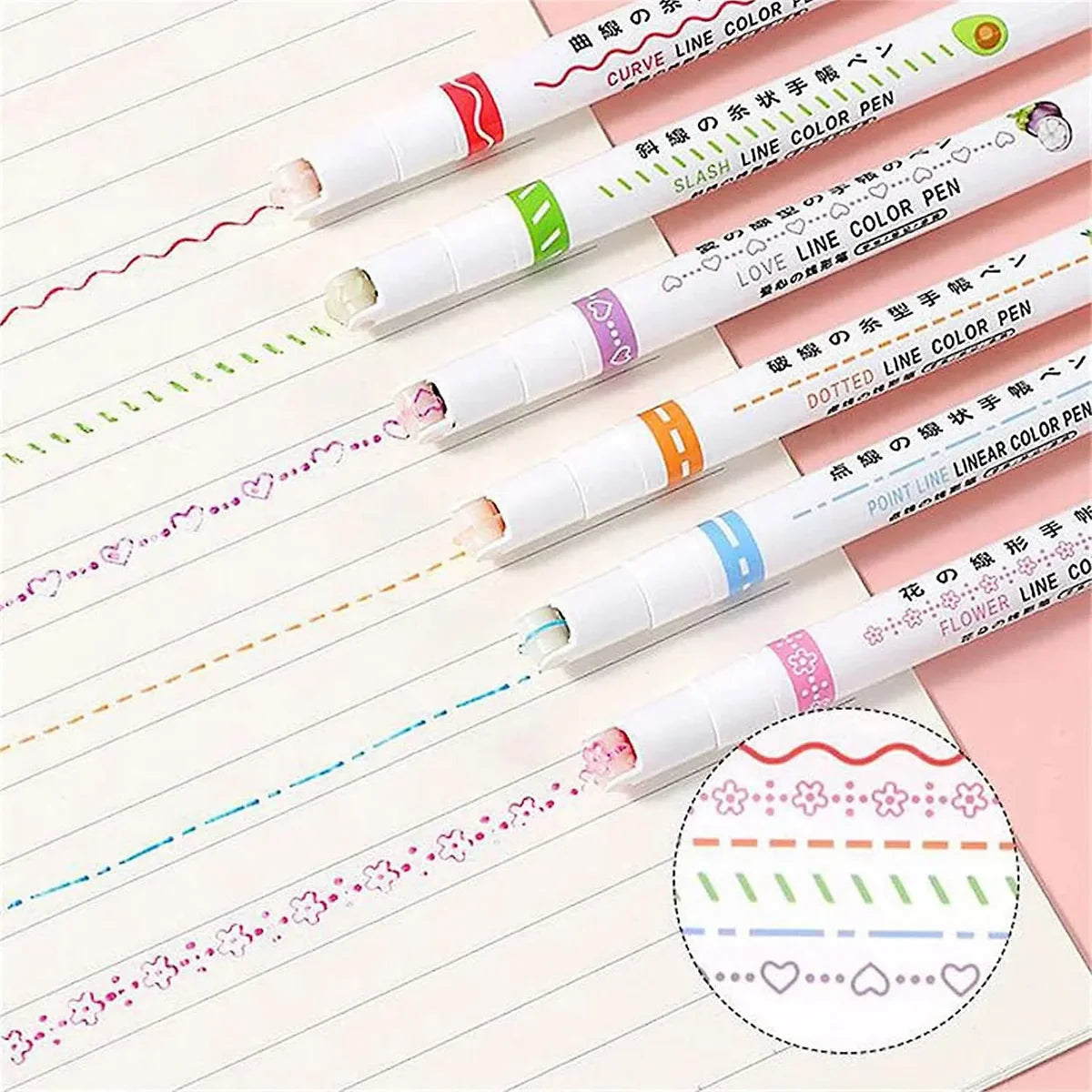 Set de 6 Marcadores con Punta y Rodillo Diseños Variados | ArtRoll