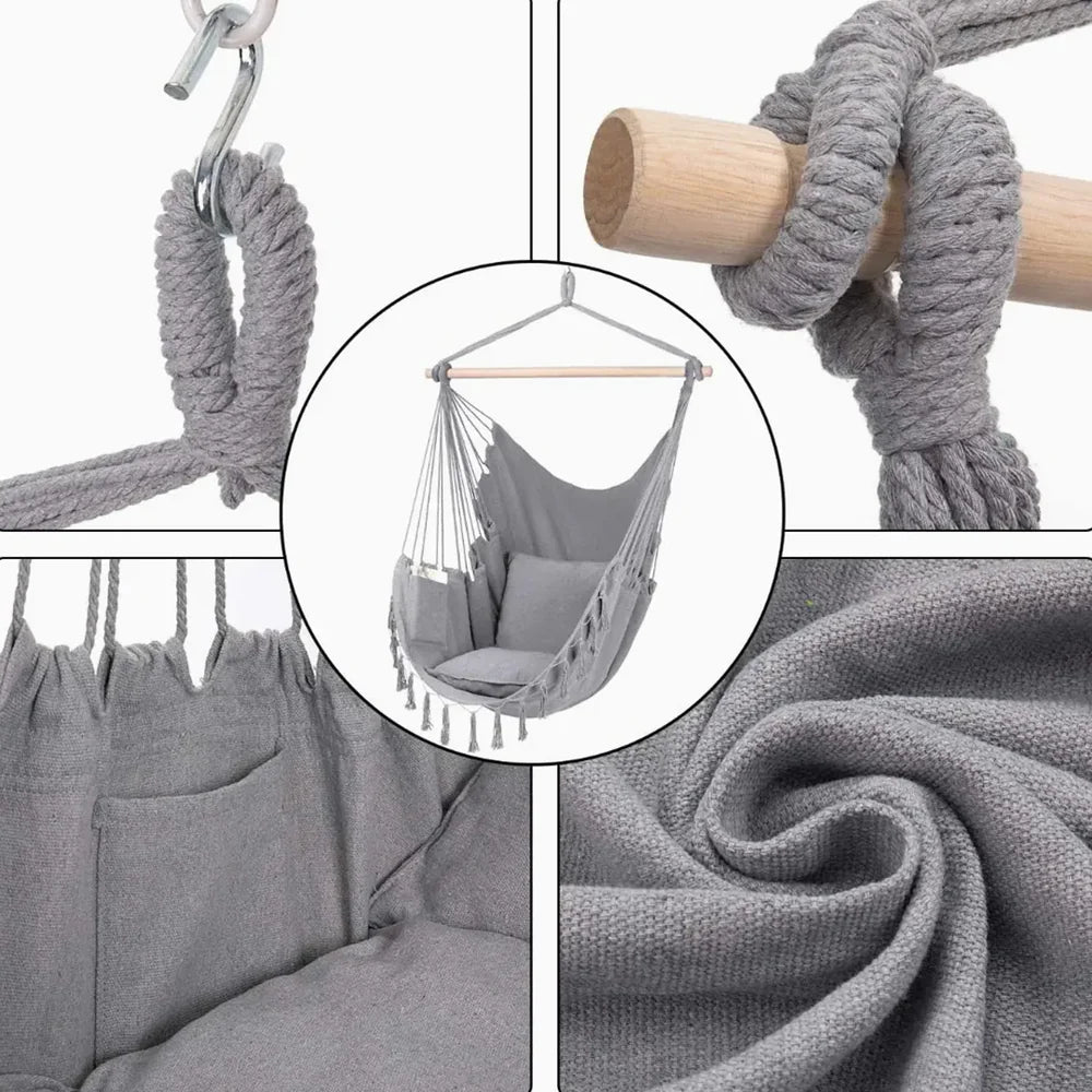 Silla Hamaca Colgante en Macramé con Bolsillo | MacraSeat