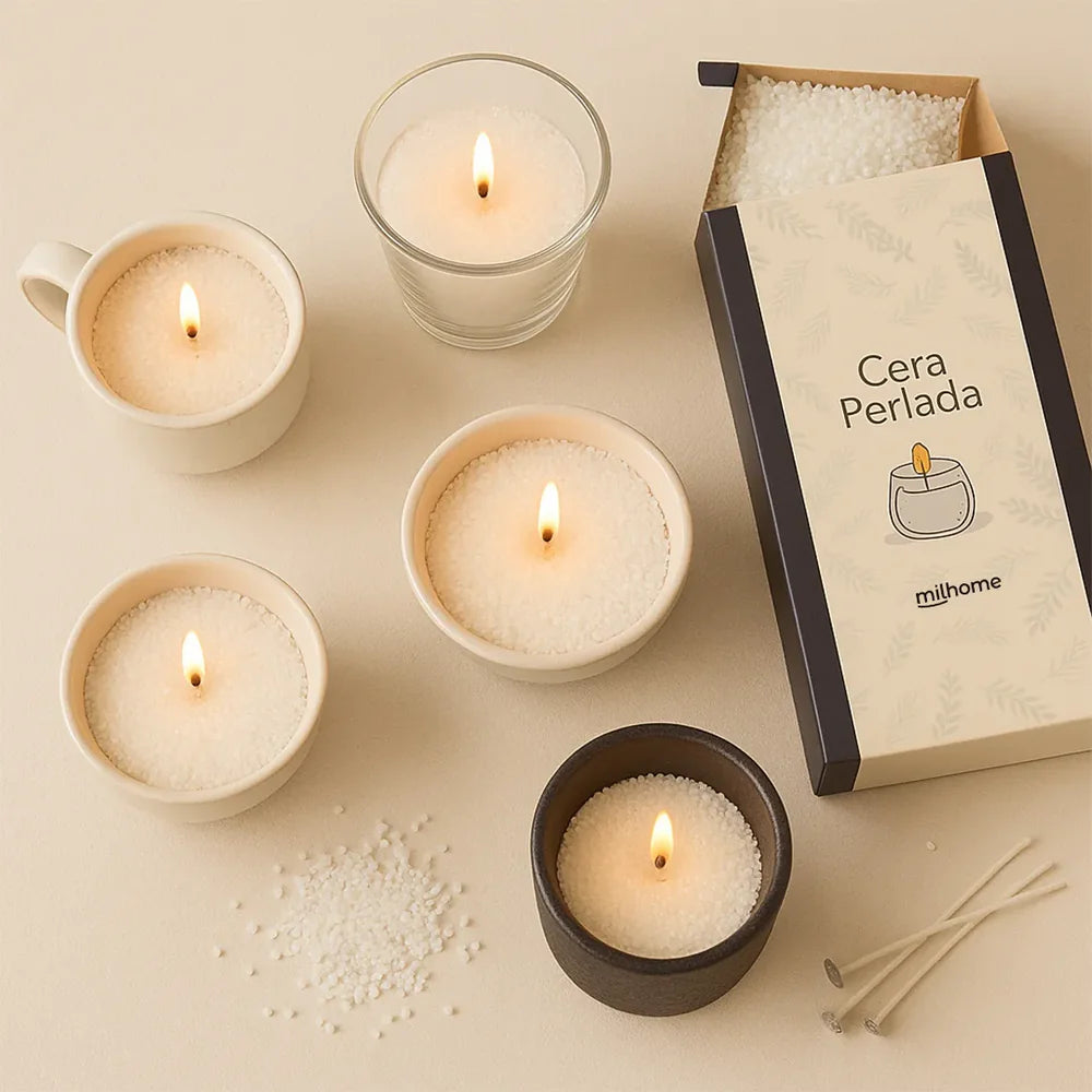Cera Perlada para Vela Milhome con 30 Mechas | Milhome
