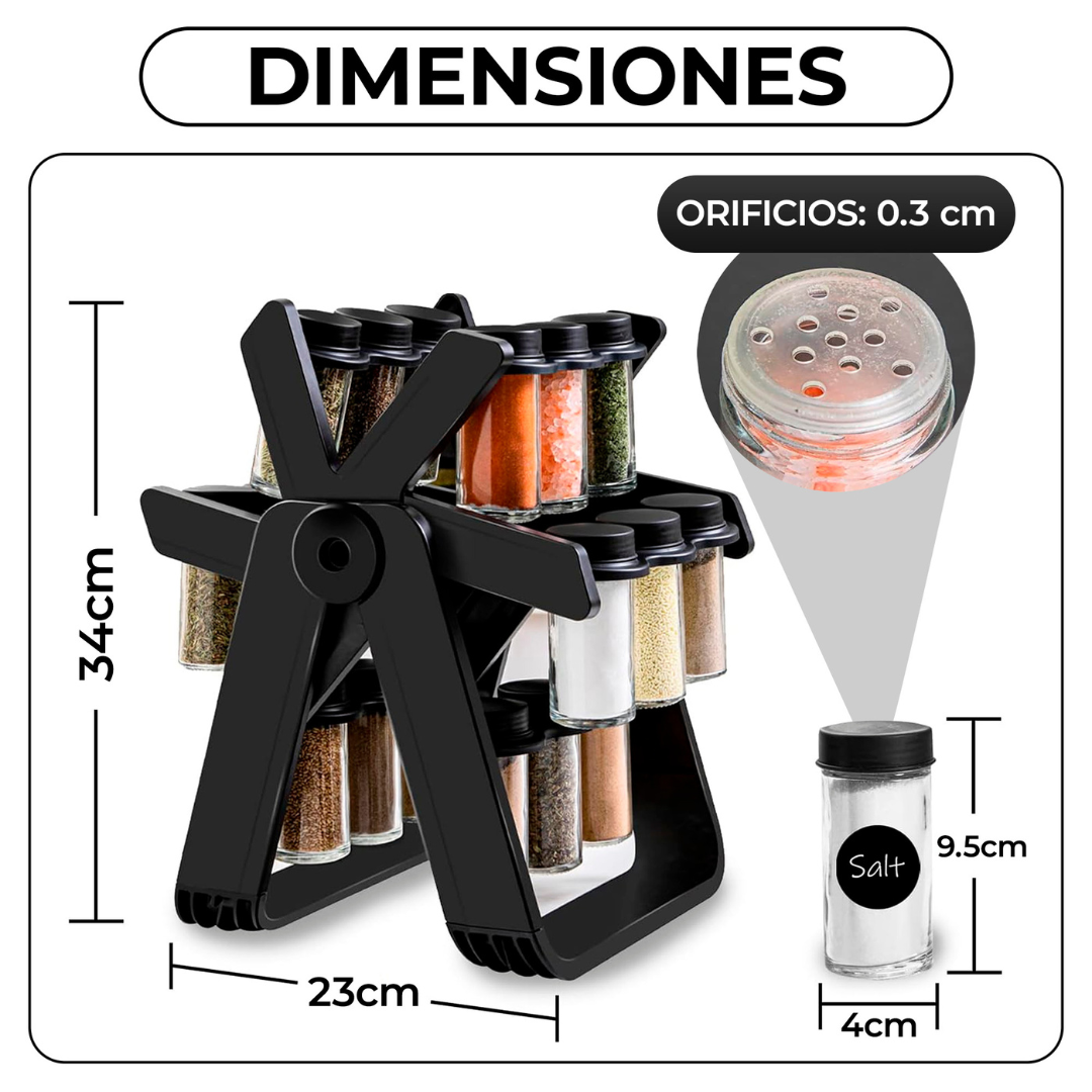 Organizador giratorio de especias con 18 frascos | SpiceWheel