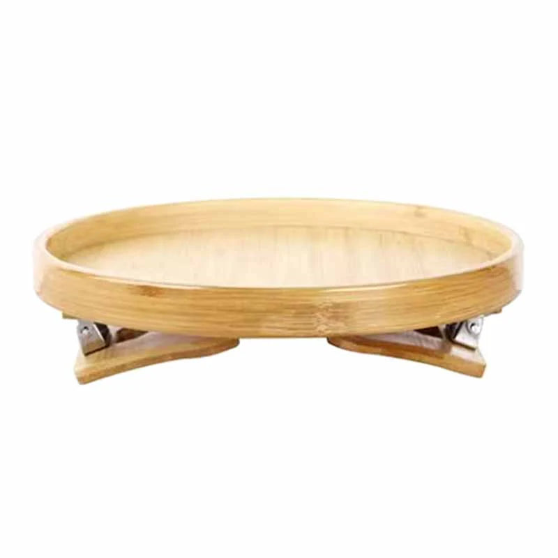 Bandeja de Bambu Circular para Sofa con Clips | SofaTray