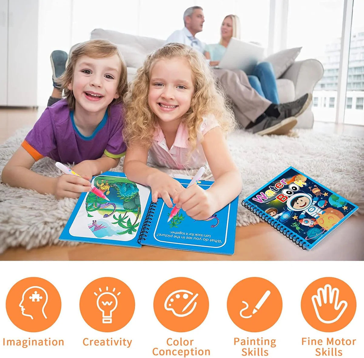 Set de 2 Libros Coloreables con Agua para Niños | MagicBook