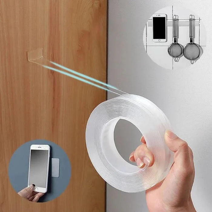 Cinta de Doble Faz Transparente Pegamucho de 5m 2X1 | Leisel