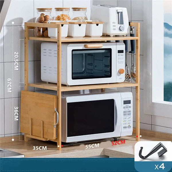 Organizador de Cocina 2 Estante de Bambú | Milhome