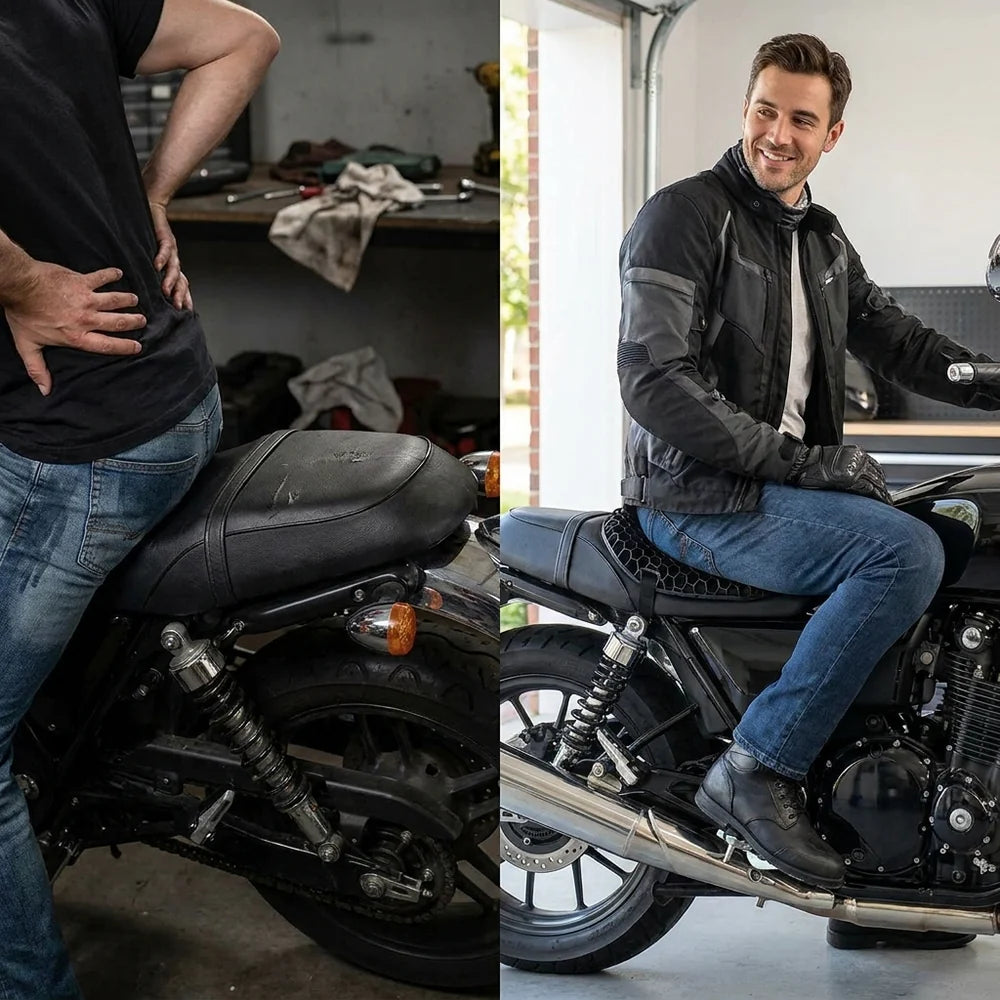 Asiento 3D Ergonómico para Absorción de Golpes en Moto | MotoCush