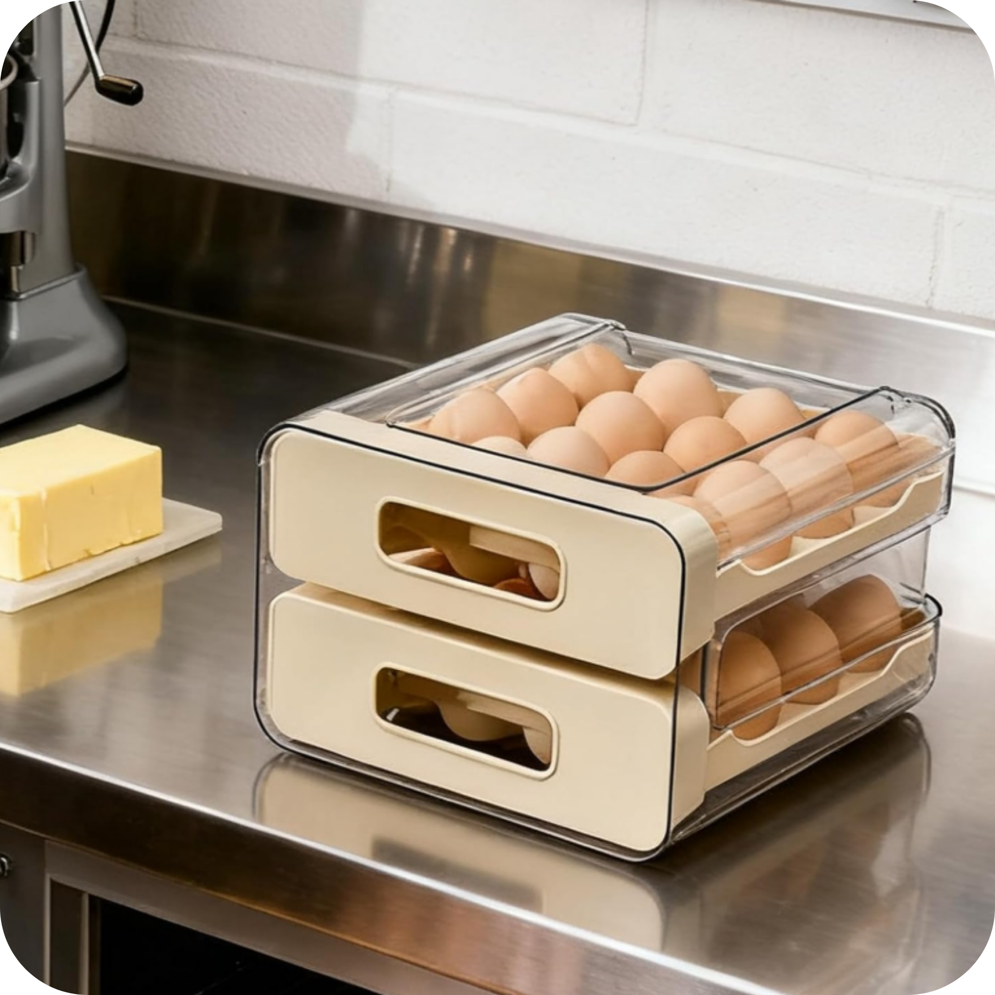 Organizador de Huevos Apilable con Cajones para Heladera | EggBox