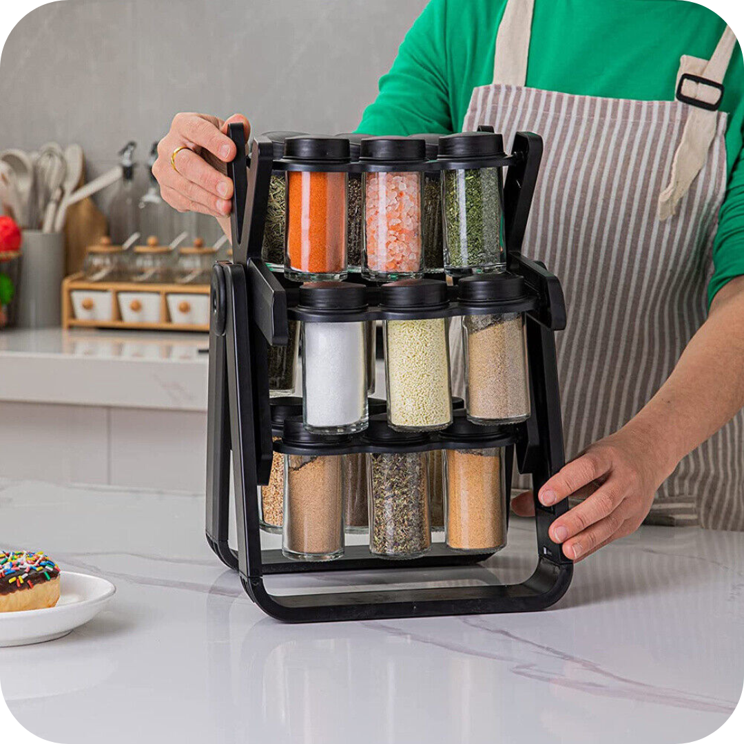 Organizador giratorio de especias con 18 frascos | SpiceWheel