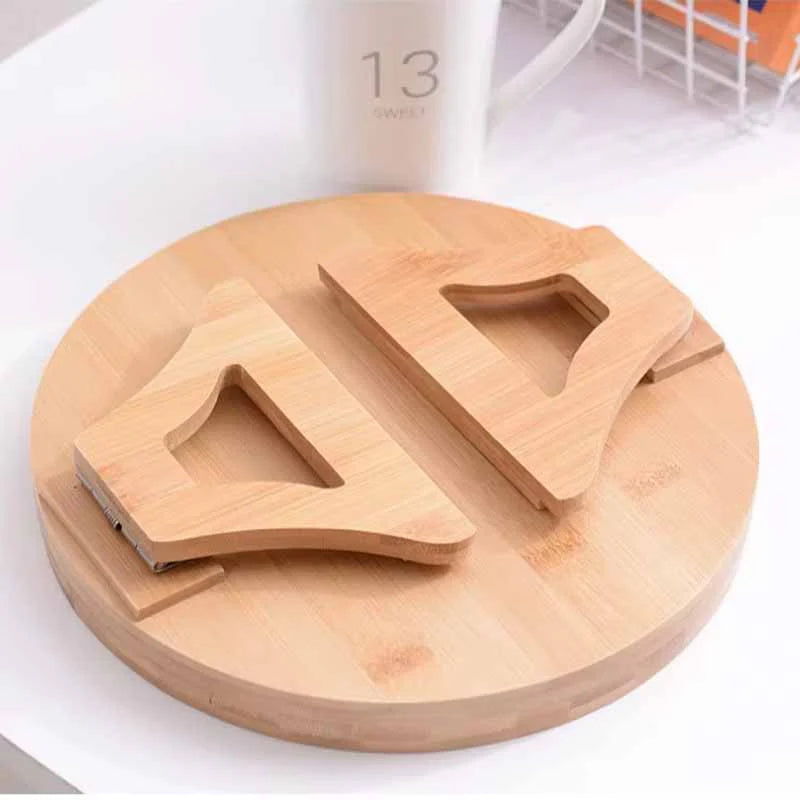 Bandeja de Bambu Circular para Sofa con Clips | SofaTray