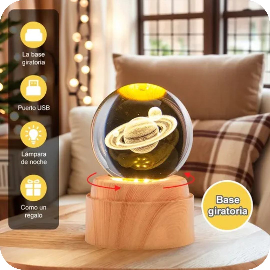 Lámpara de Cristal 3D con Diseño Espacial | CosmicSphere
