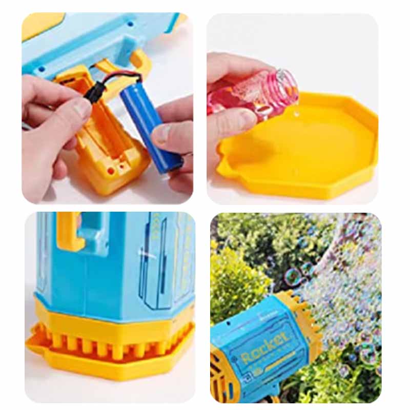 Lanzaburbujas Bazooka con 69 Orificios y Luces LED | BubbleGun