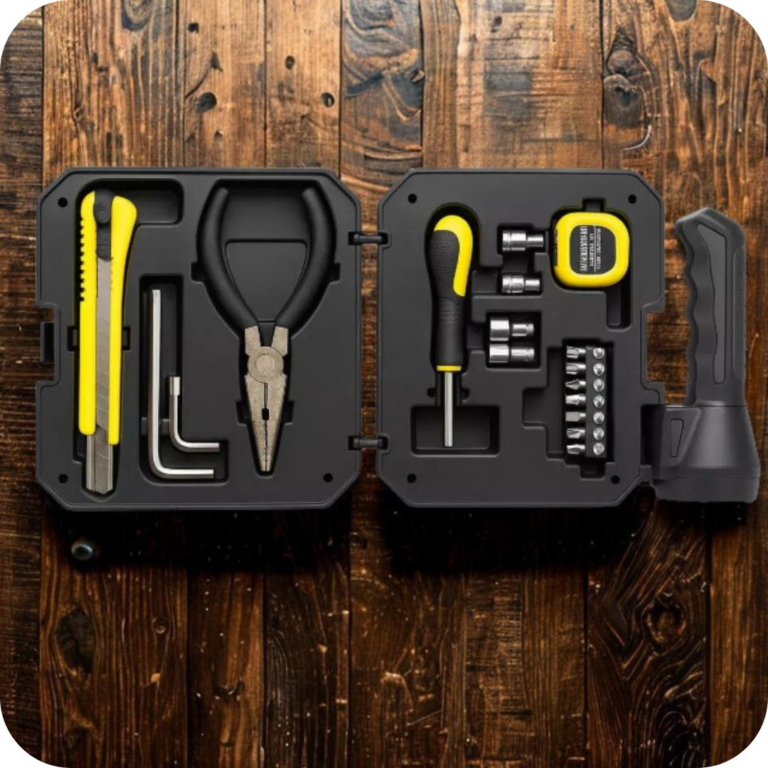 Light Master Kit™ Linterna solar recargable con kit de herramientas