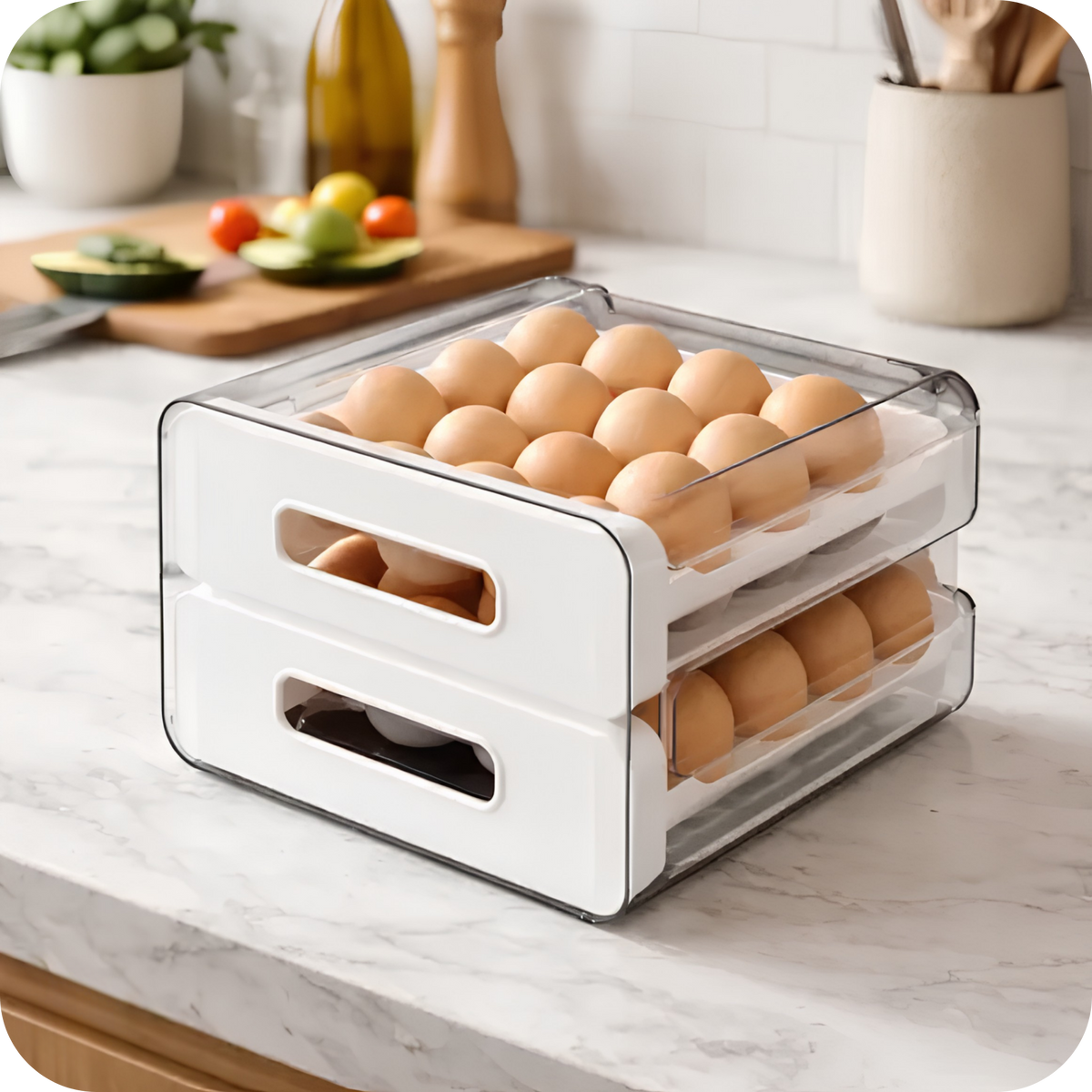Organizador de Huevos Apilable con Cajones para Heladera | EggBox
