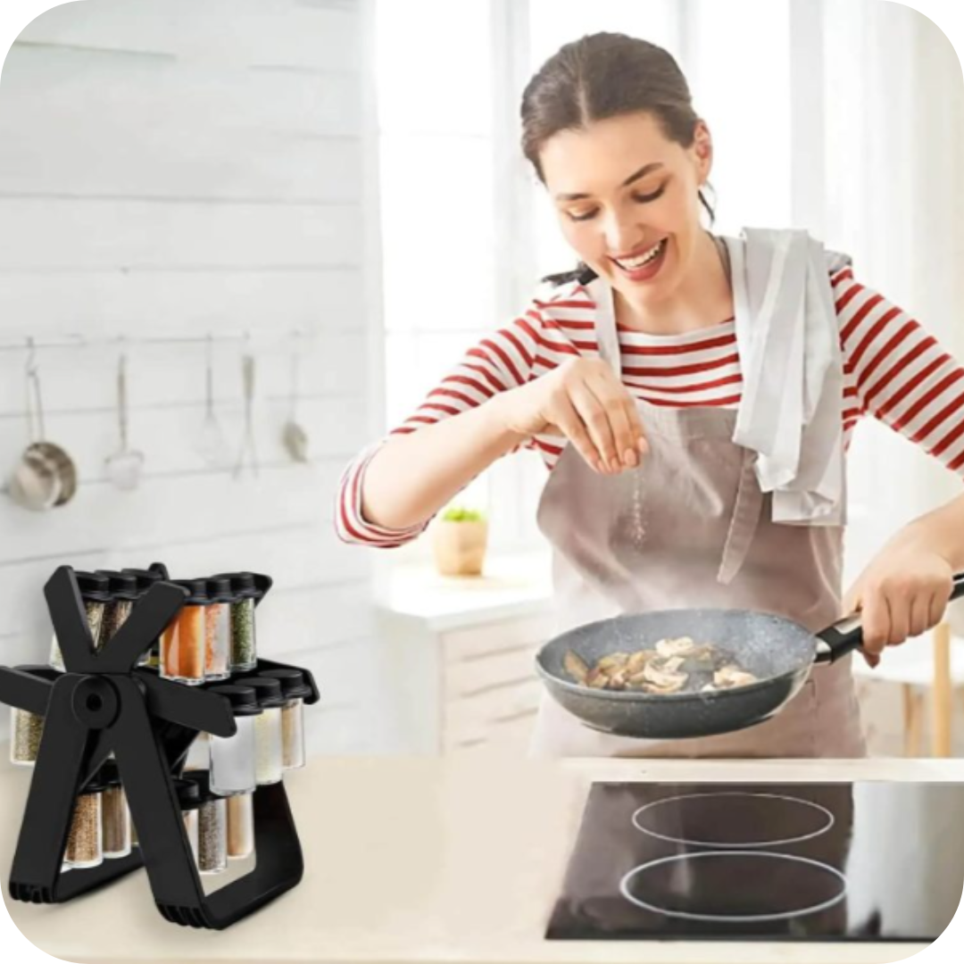 Organizador giratorio de especias con 18 frascos | SpiceWheel