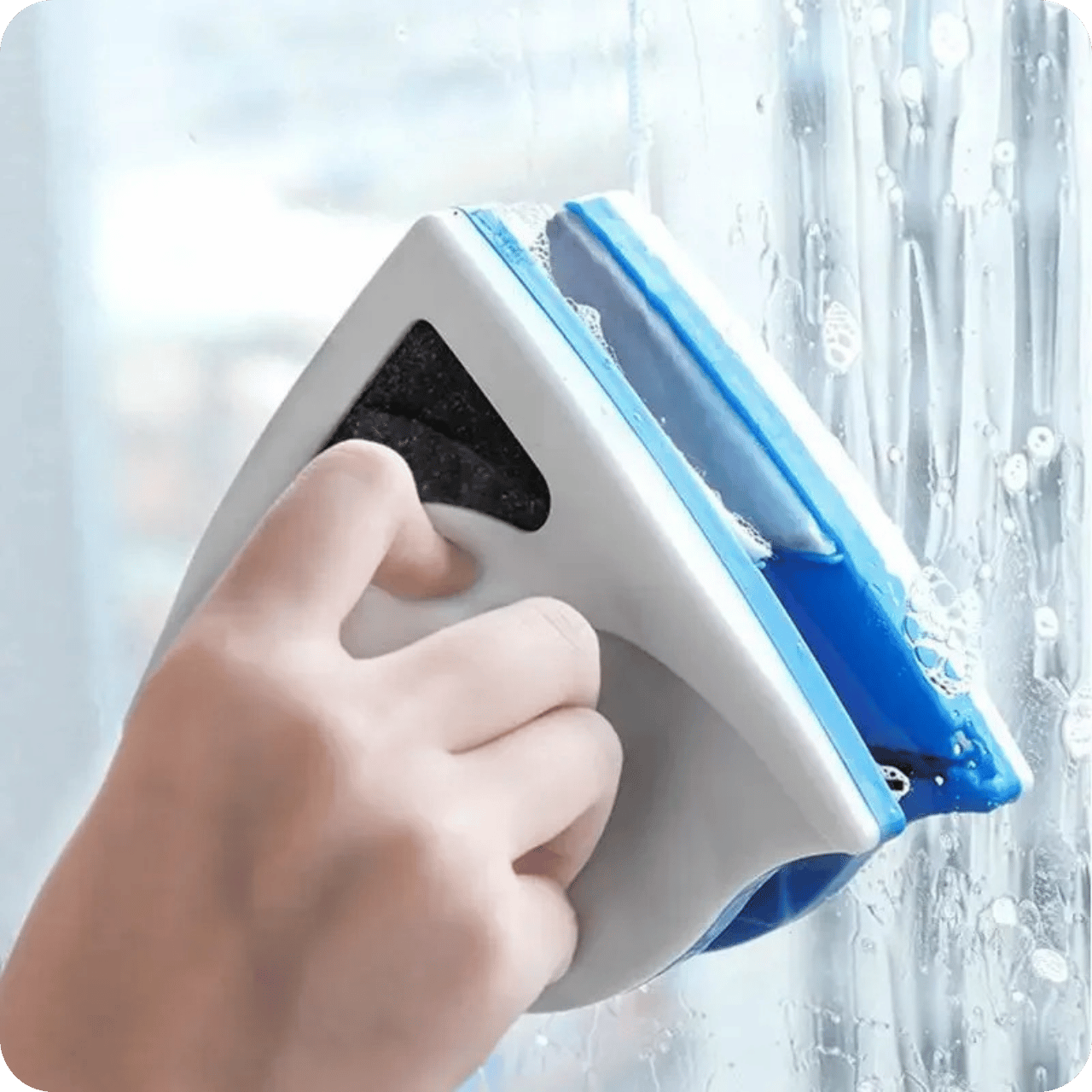 Doble Limpiador de Vidrios con Imán y Esponja | Glass Cleaner®