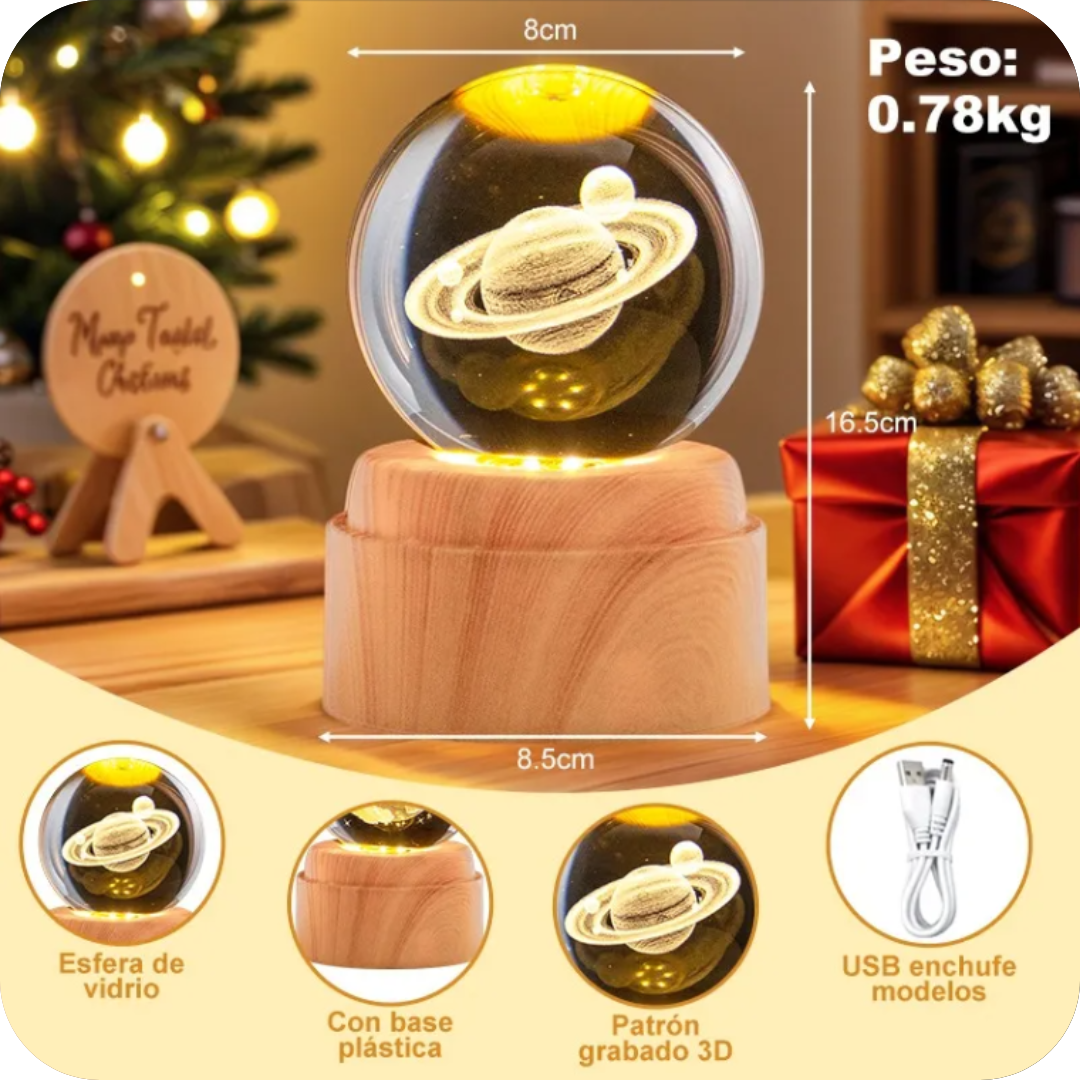 Lámpara de Cristal 3D con Diseño Espacial | CosmicSphere