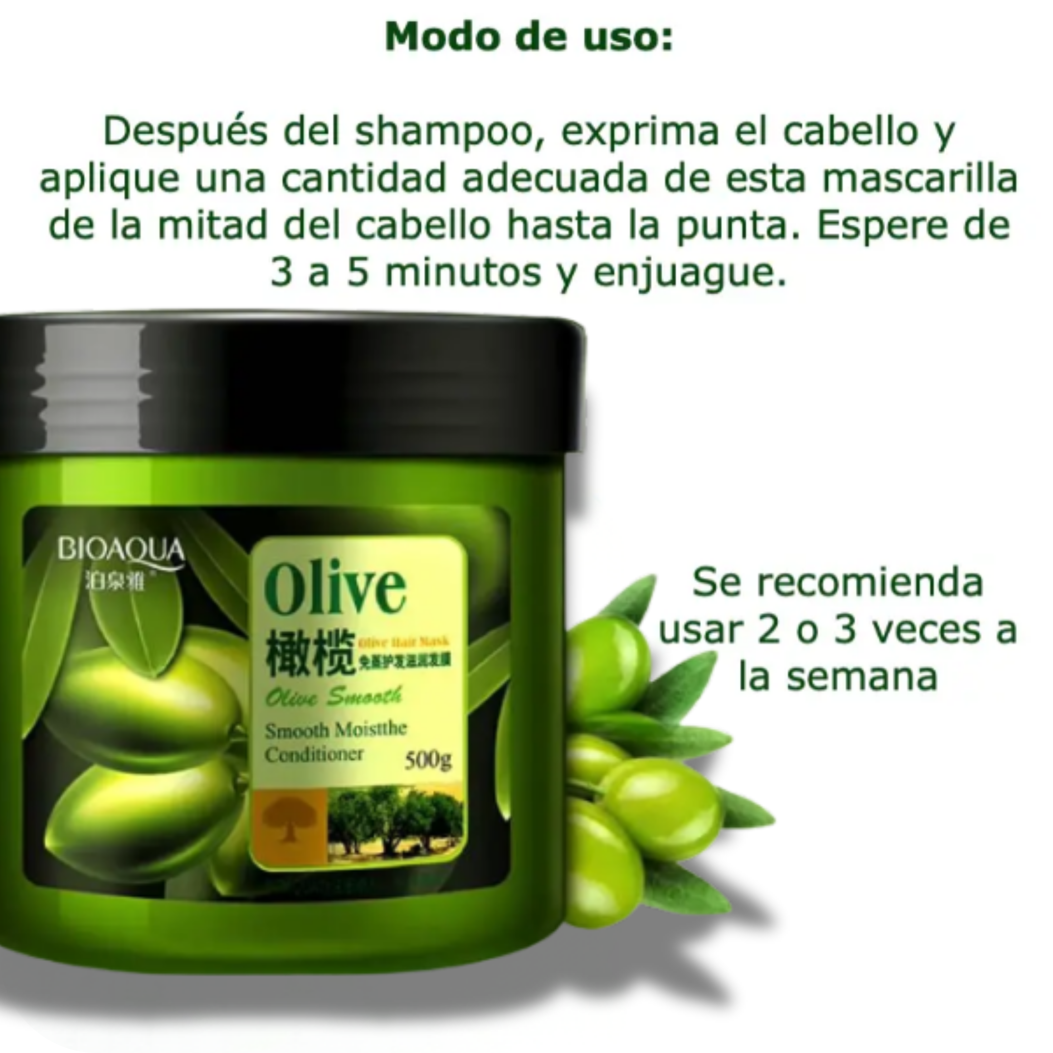 Mascarilla Capilar de Oliva para Cabello Seco | BIOAQUA