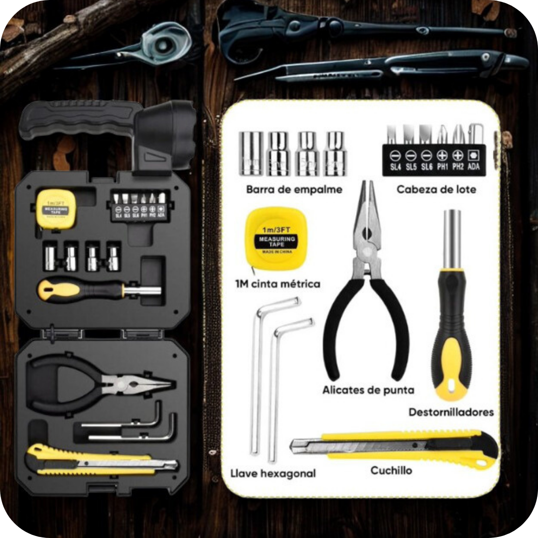 Light Master Kit™ Linterna solar recargable con kit de herramientas