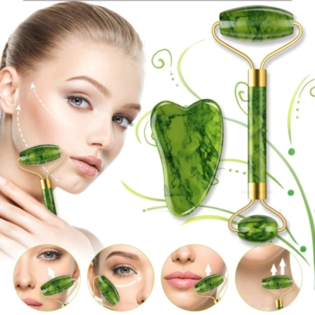 Rodillo Facial de Jade con Masajeador | JadeGlow®