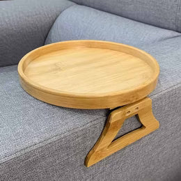 Bandeja de Bambu Circular para Sofa con Clips | SofaTray