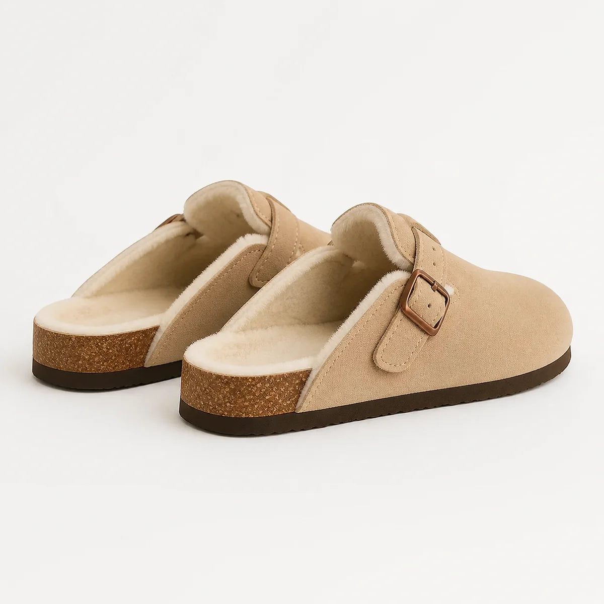 Zapatillas Clogs Fuzzy en Gamuza con Corderito | SoftPaws