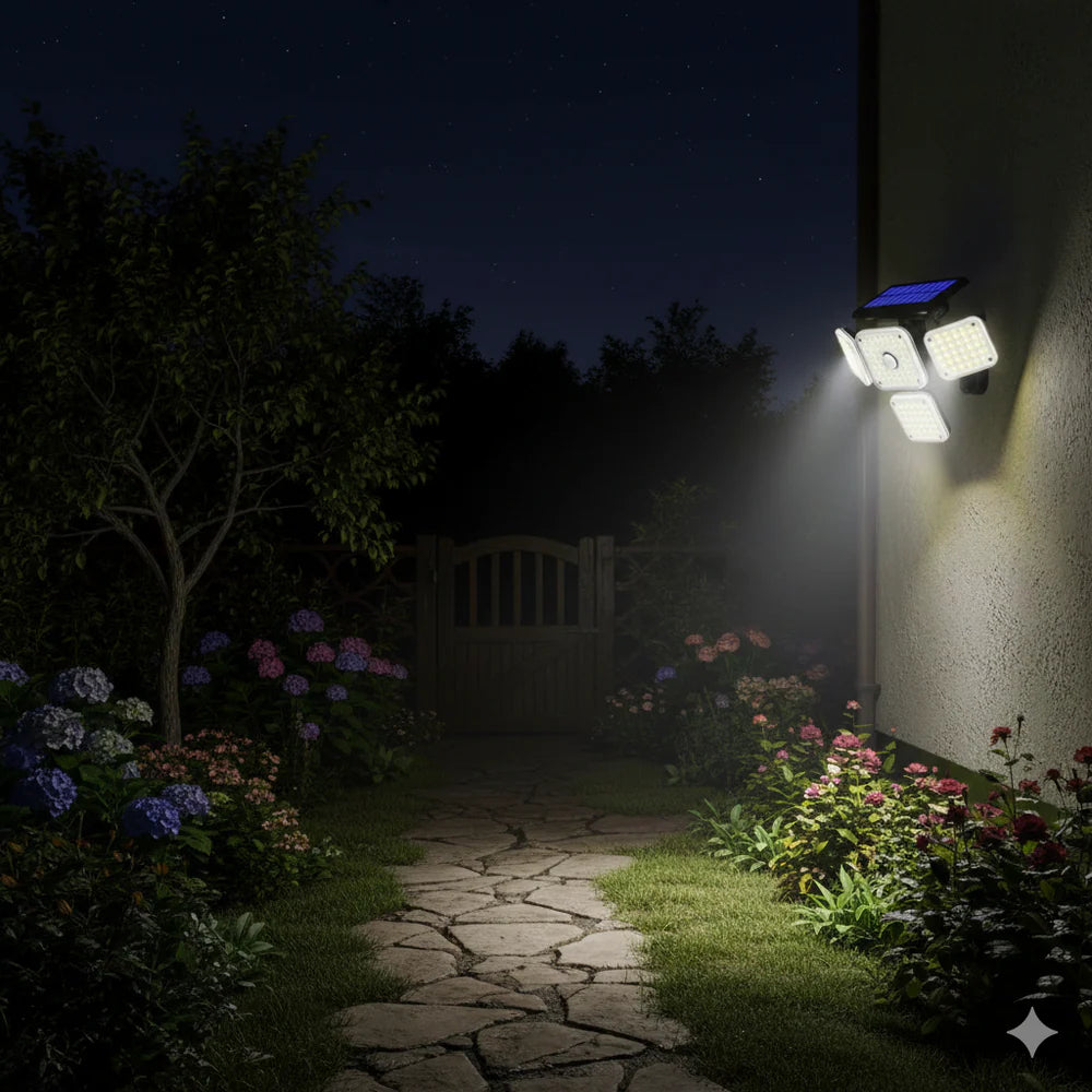 Foco con Panel Solar con 4 Focos Extensible | SolarBeam