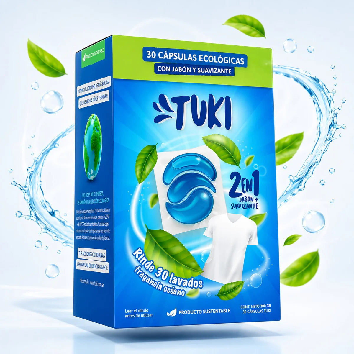 Cápsulas Ecológicas para Lavado de Ropa Aroma Océano | Tuki