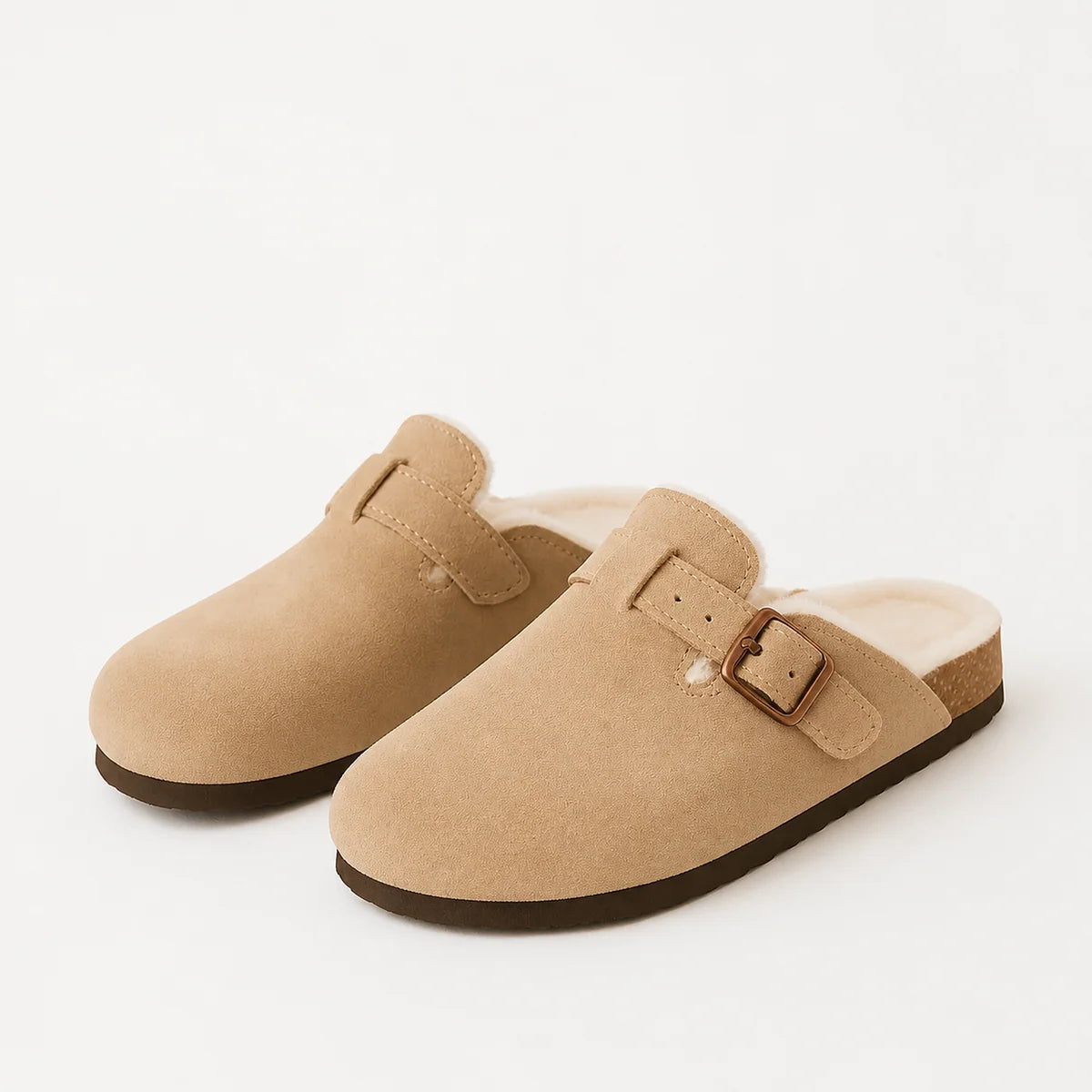 Zapatillas Clogs Fuzzy en Gamuza con Corderito | SoftPaws