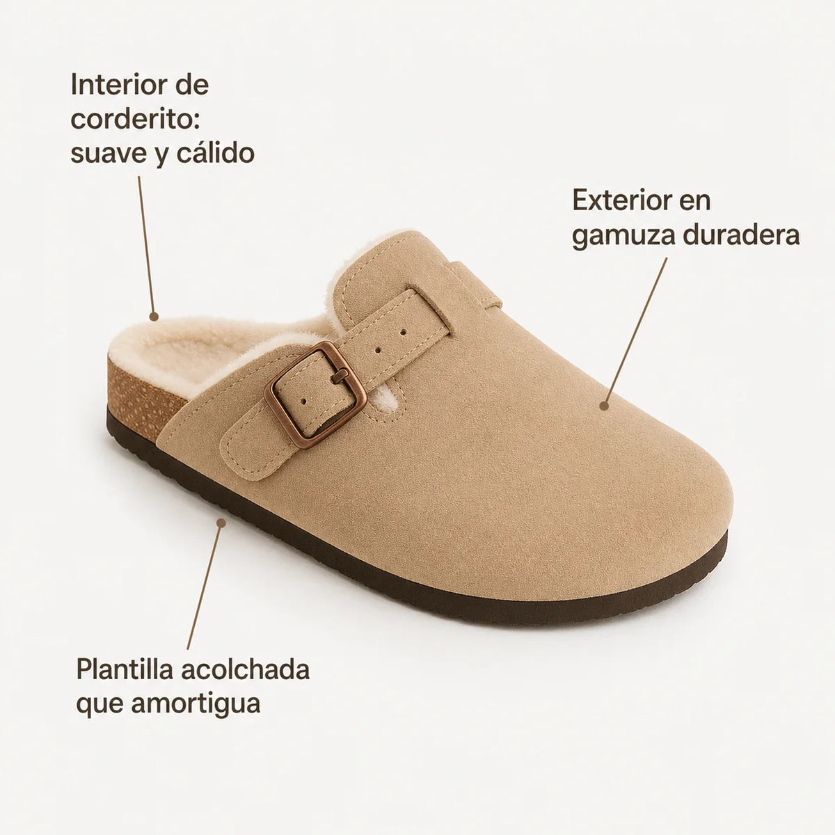 Zapatillas Clogs Fuzzy en Gamuza con Corderito | SoftPaws