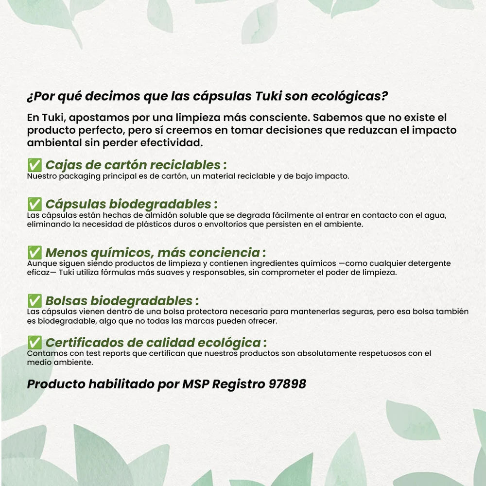Cápsulas Ecológicas para Lavado de Ropa Aroma Océano | Tuki
